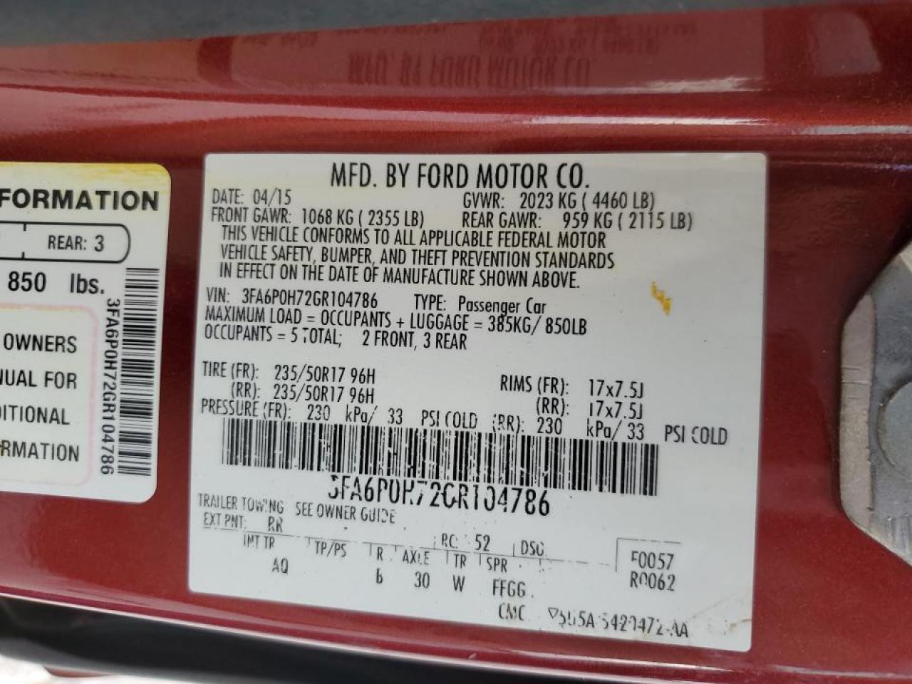 2016 FORD FUSION