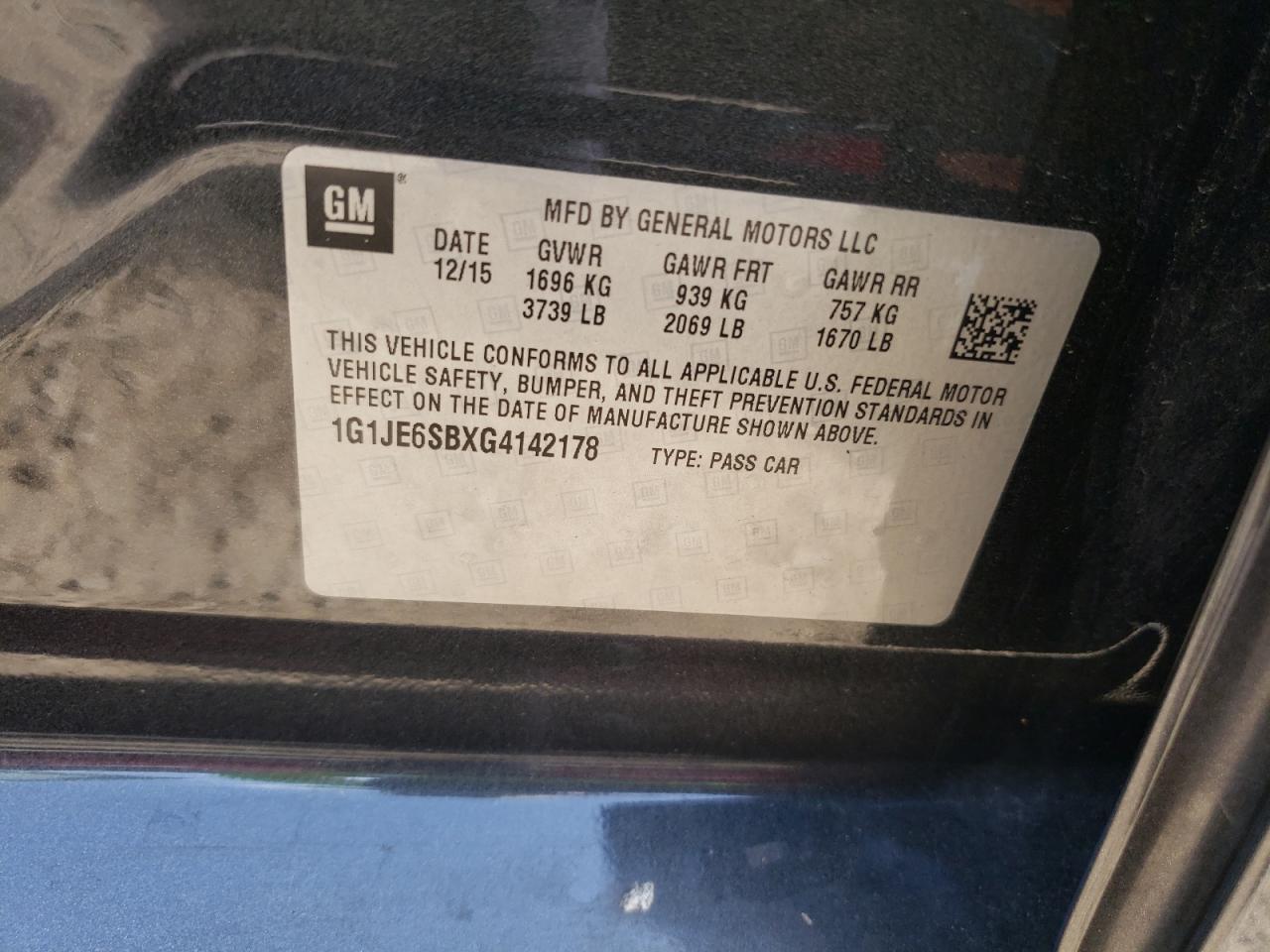 2016 CHEVROLET SONIC