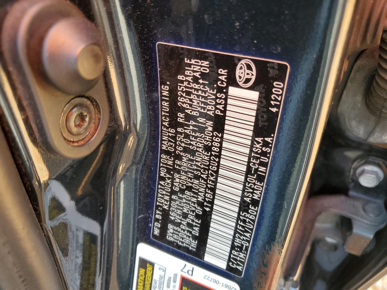2016 TOYOTA CAMRY