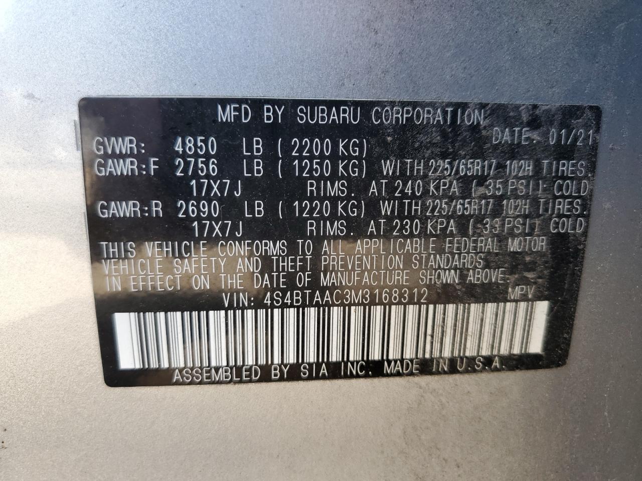 2021 SUBARU Outback