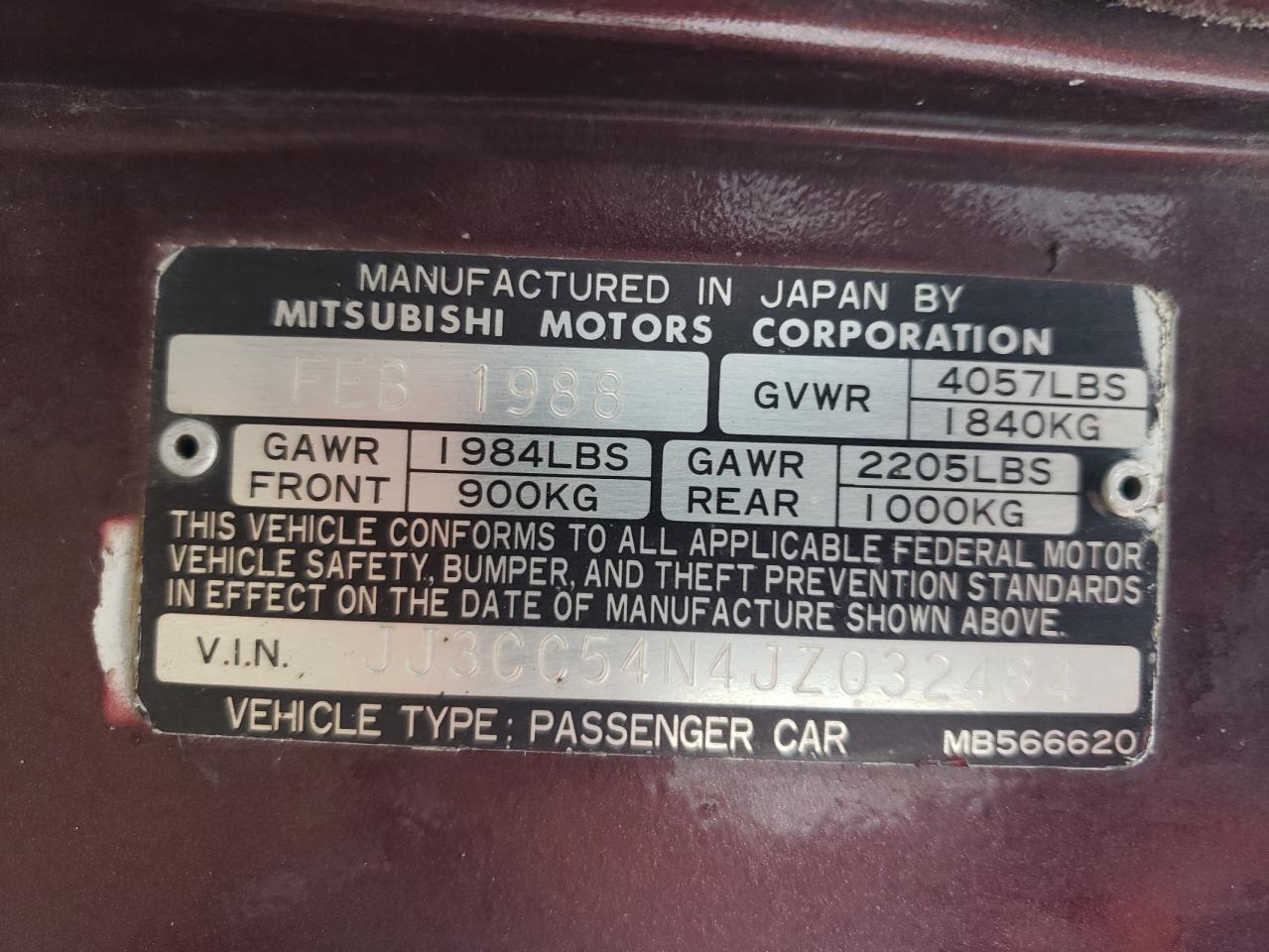 1988 CHRYSLER Conquest