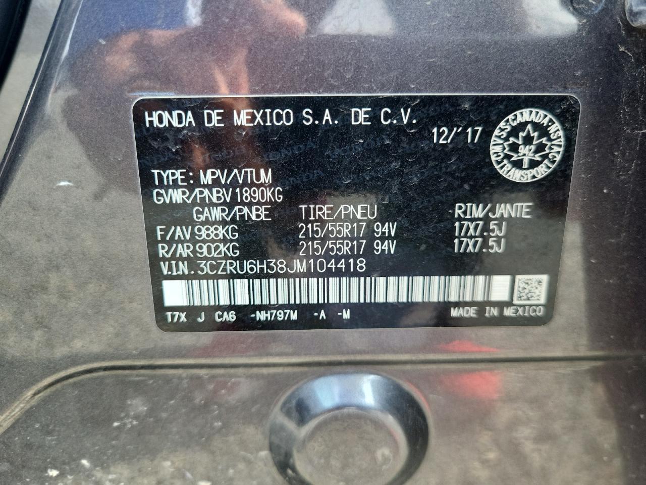 2018 HONDA HR-V