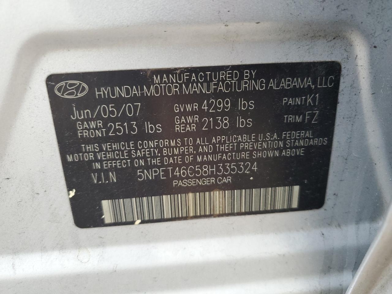 2008 HYUNDAI SONATA