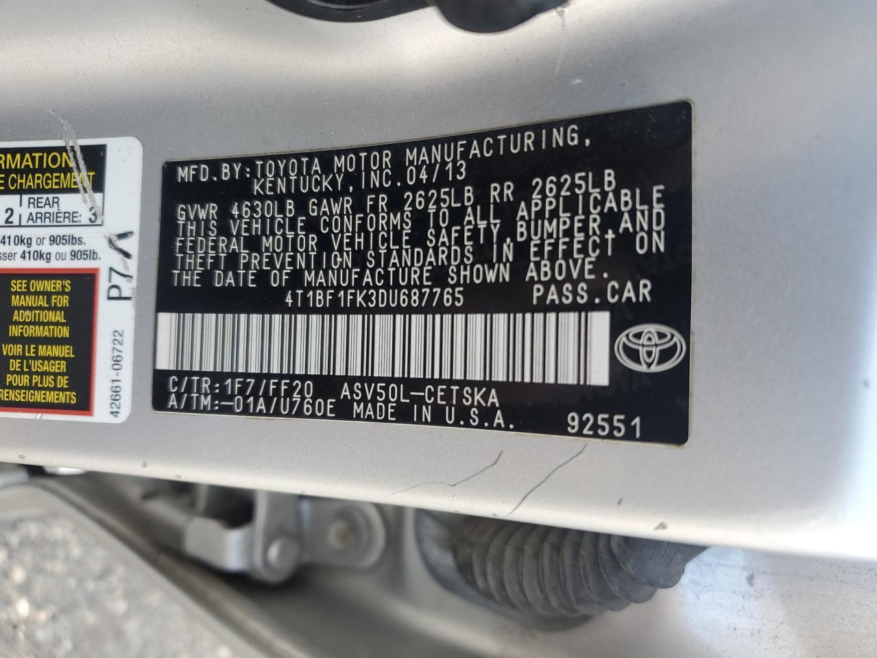 2013 TOYOTA CAMRY