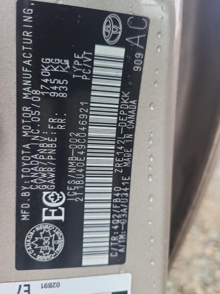 2009 TOYOTA COROLLA