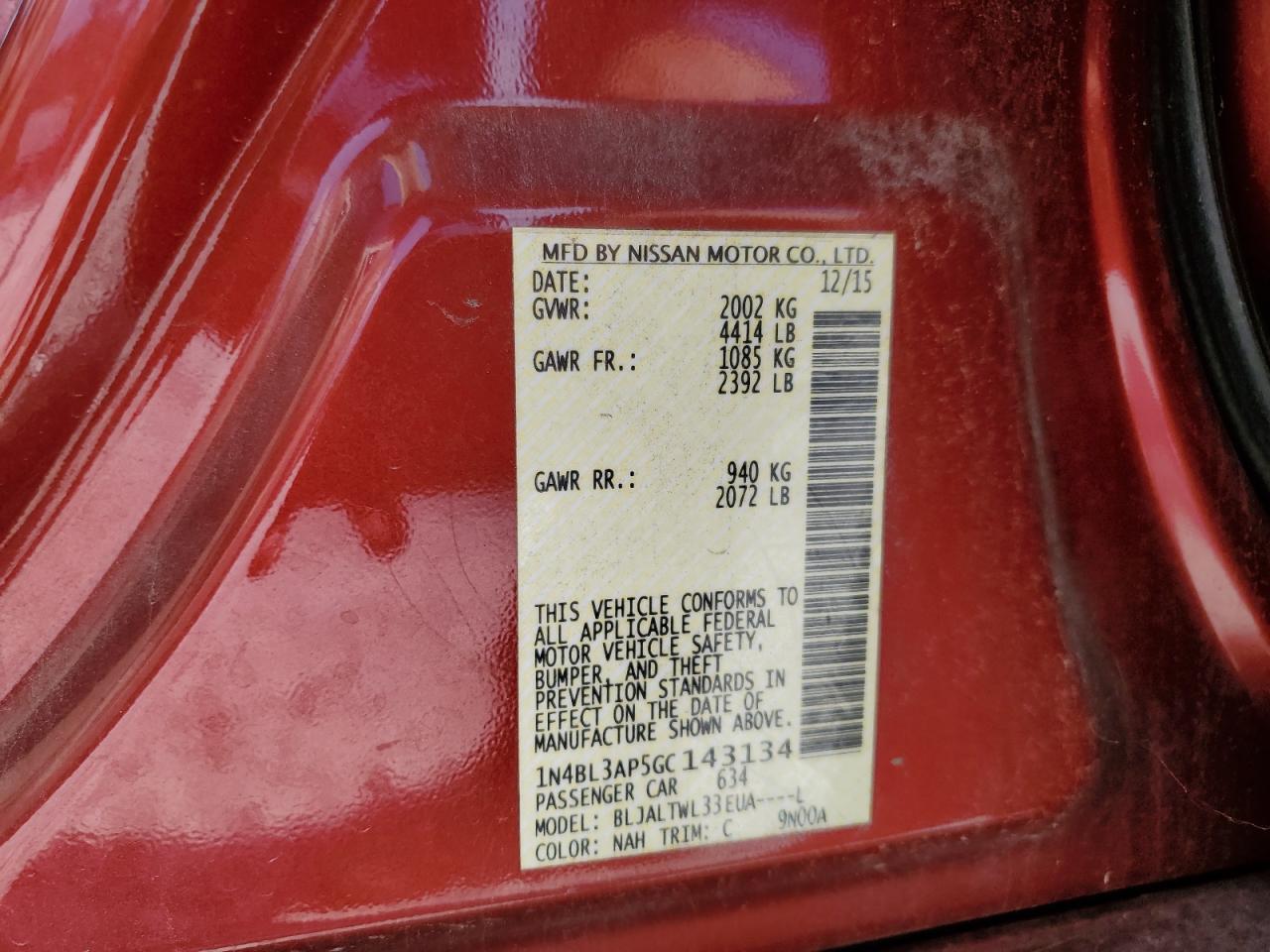 2016 NISSAN ALTIMA