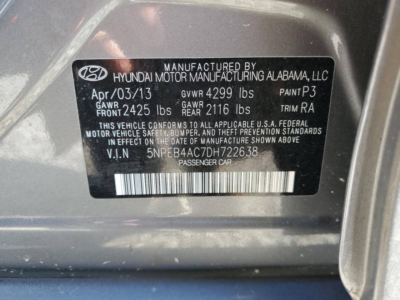 2013 HYUNDAI SONATA