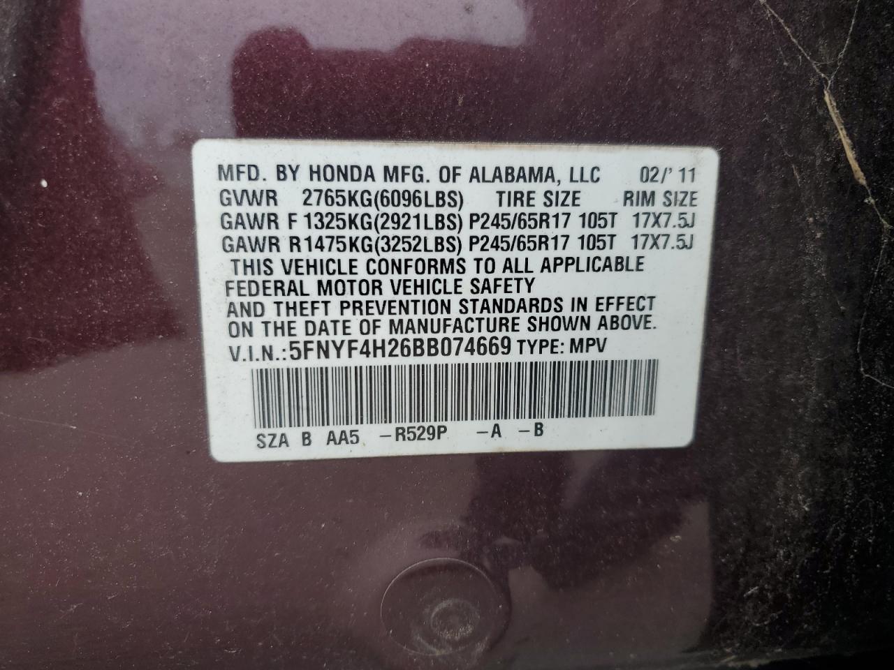 2011 HONDA PILOT