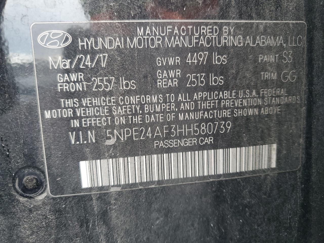 2017 HYUNDAI SONATA