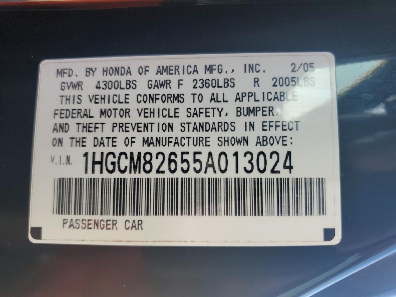 2005 HONDA ACCORD