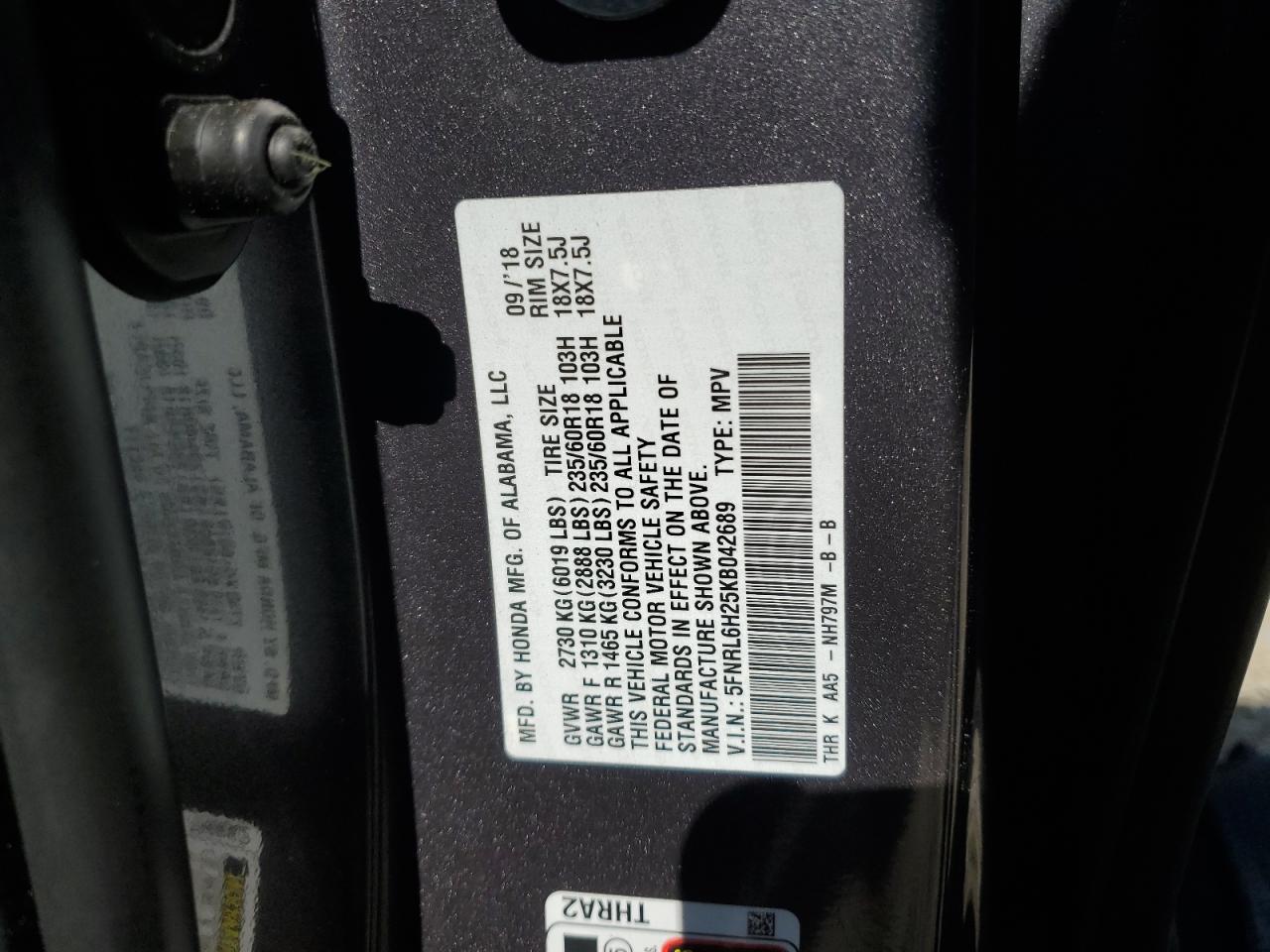 2019 HONDA ODYSSEY