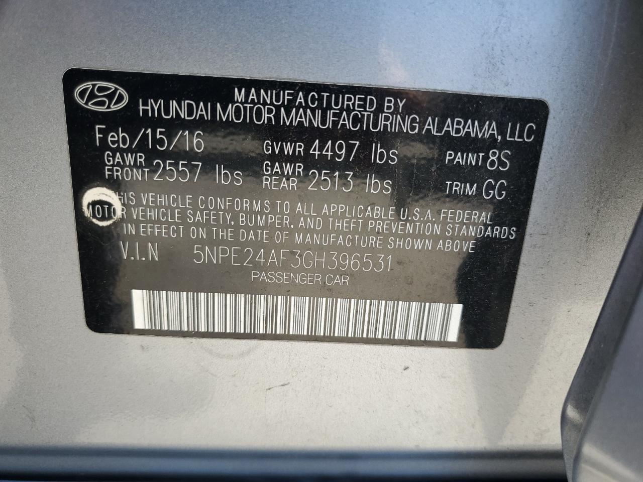 2016 HYUNDAI SONATA