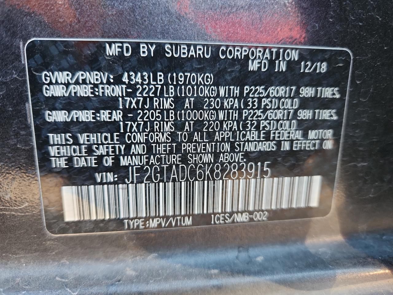 2019 SUBARU Crosstrek
