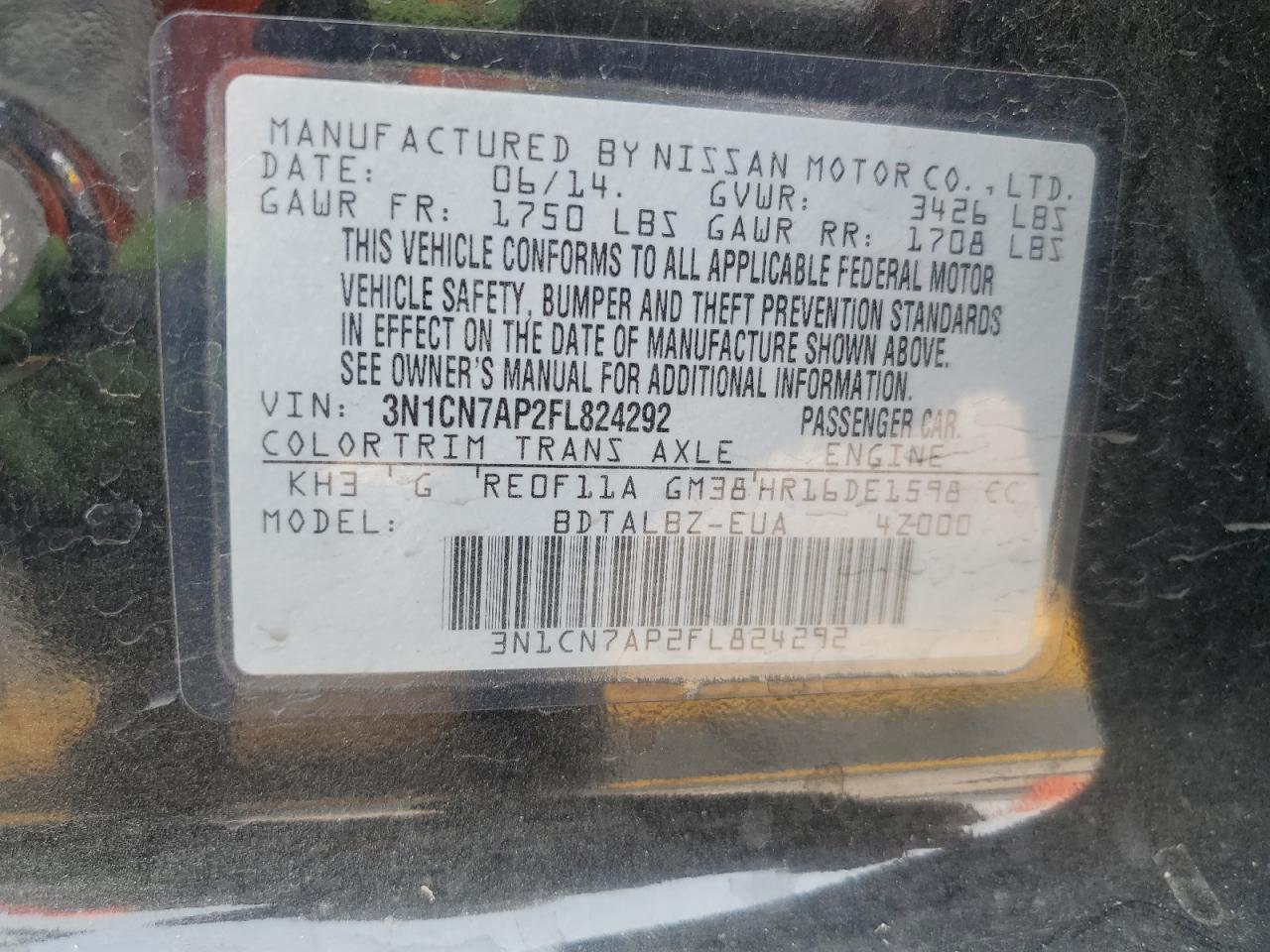 2015 NISSAN VERSA