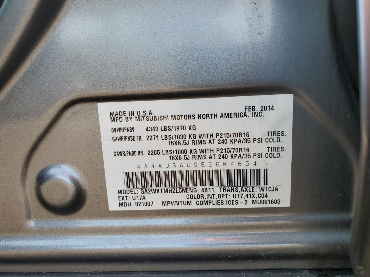 2014 MITSUBISHI RVR