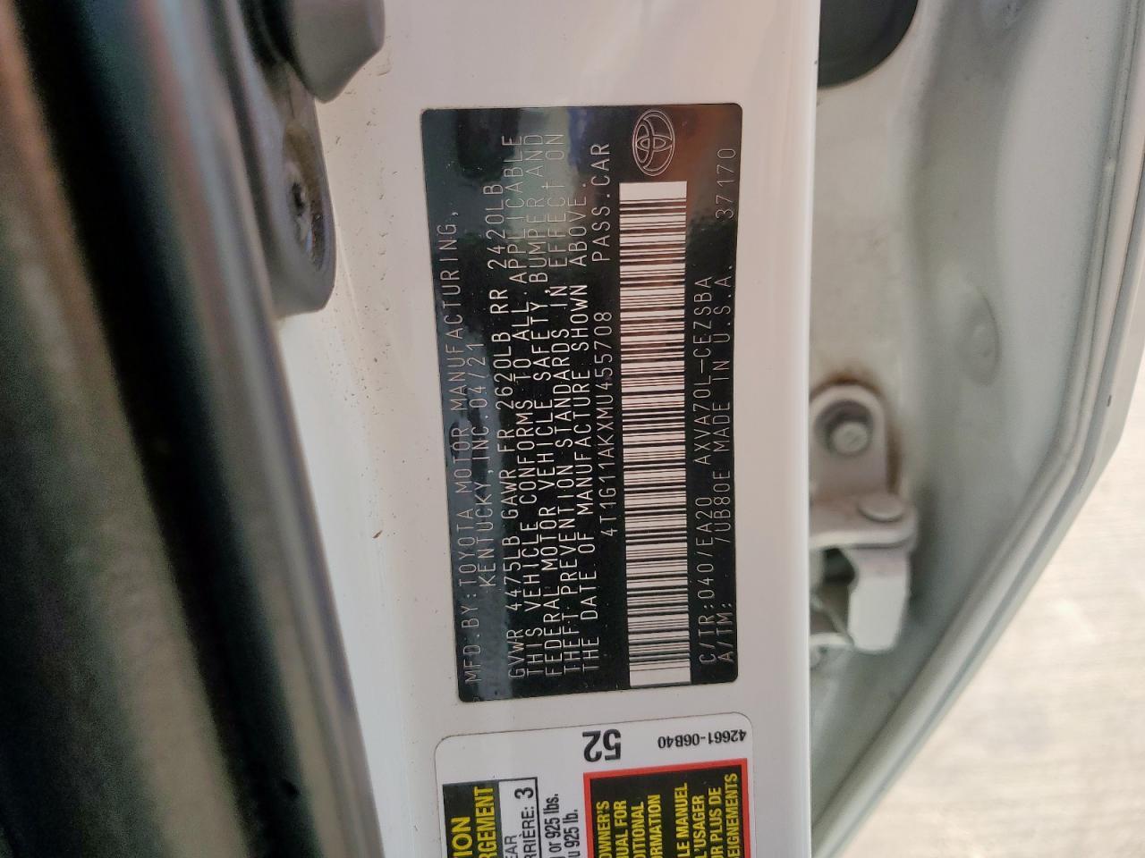 2021 TOYOTA CAMRY