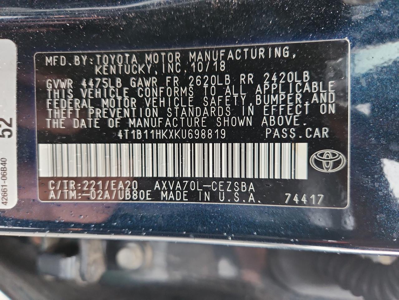 2019 TOYOTA CAMRY
