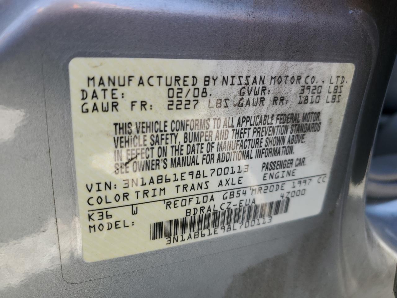 2008 NISSAN SENTRA