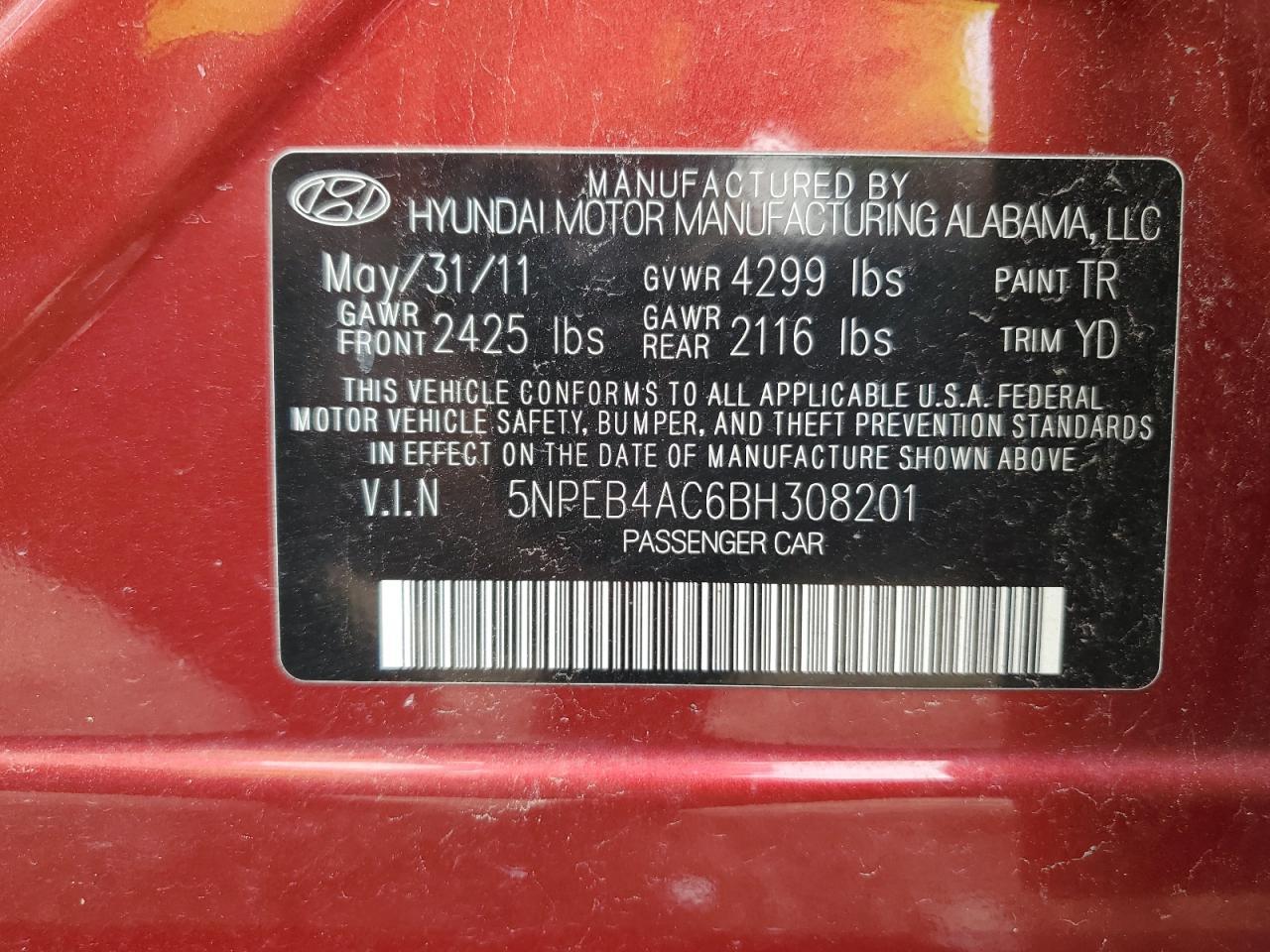 2011 HYUNDAI SONATA
