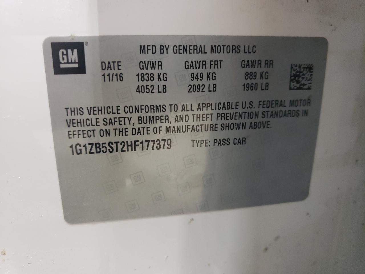 2017 CHEVROLET MALIBU