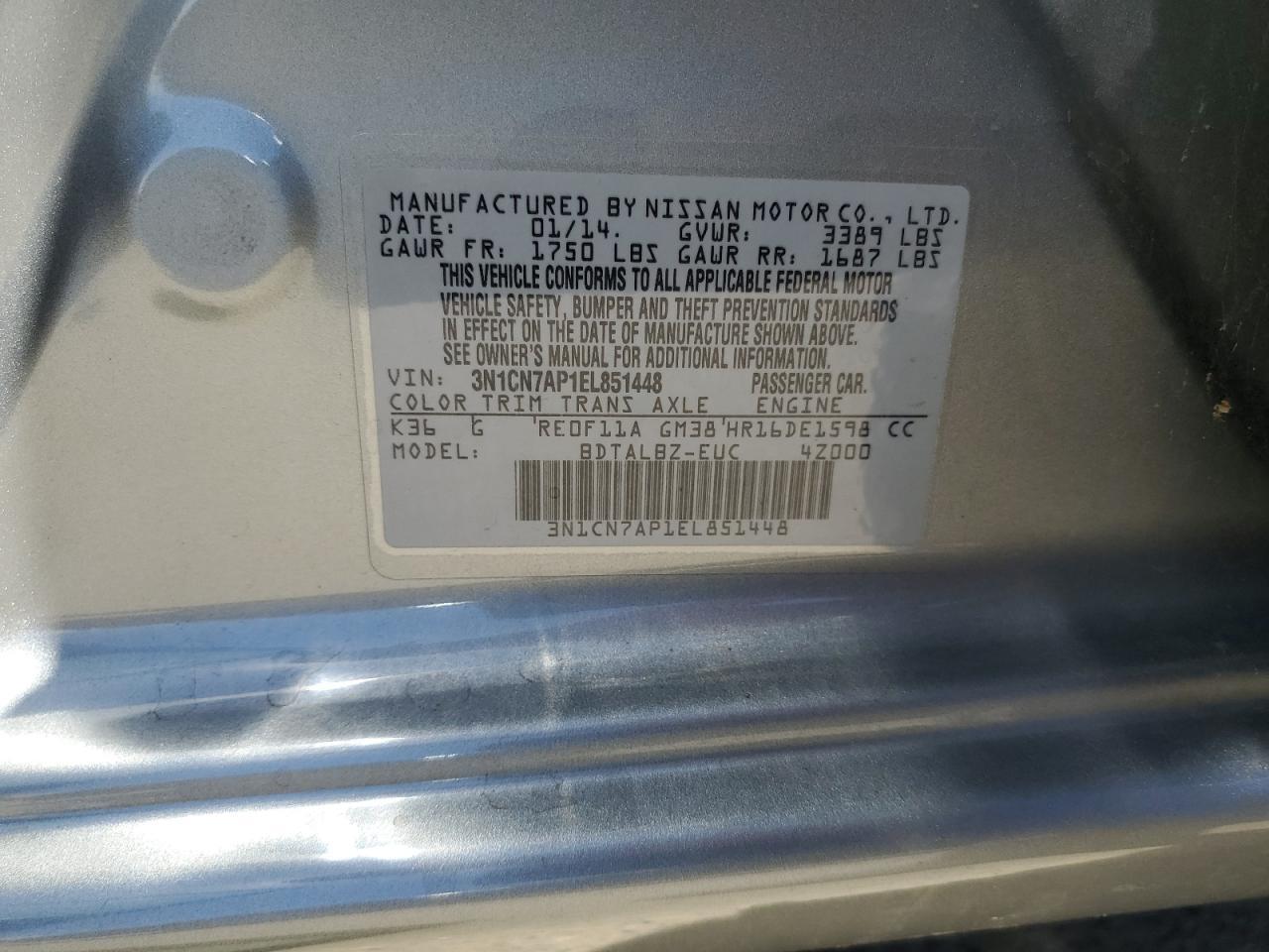 2014 NISSAN VERSA
