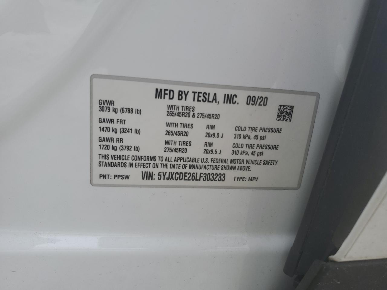 2020 TESLA MODEL X