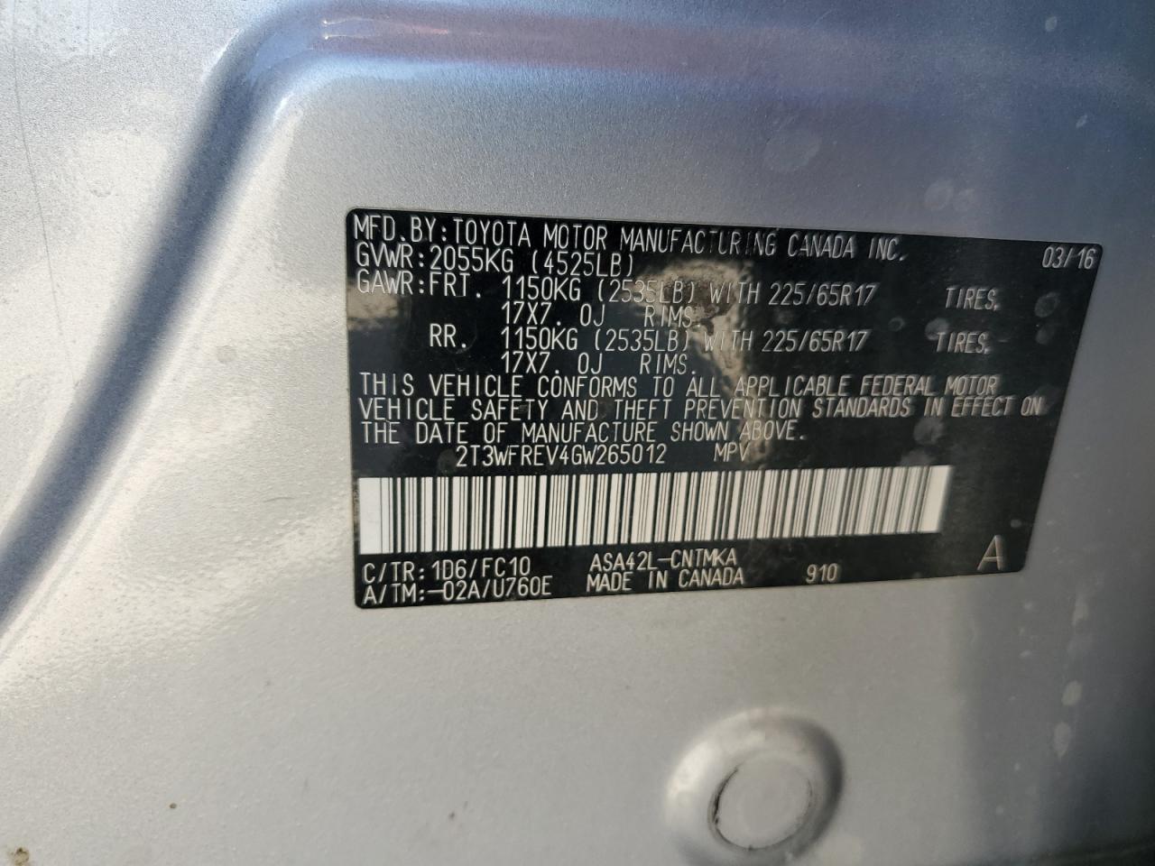 2016 TOYOTA RAV4