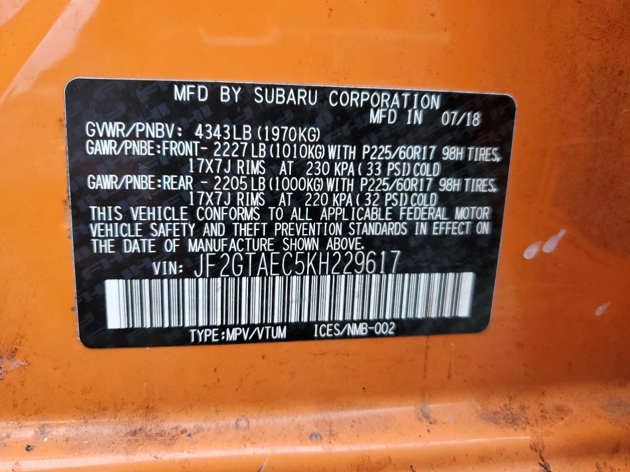 2019 SUBARU Crosstrek