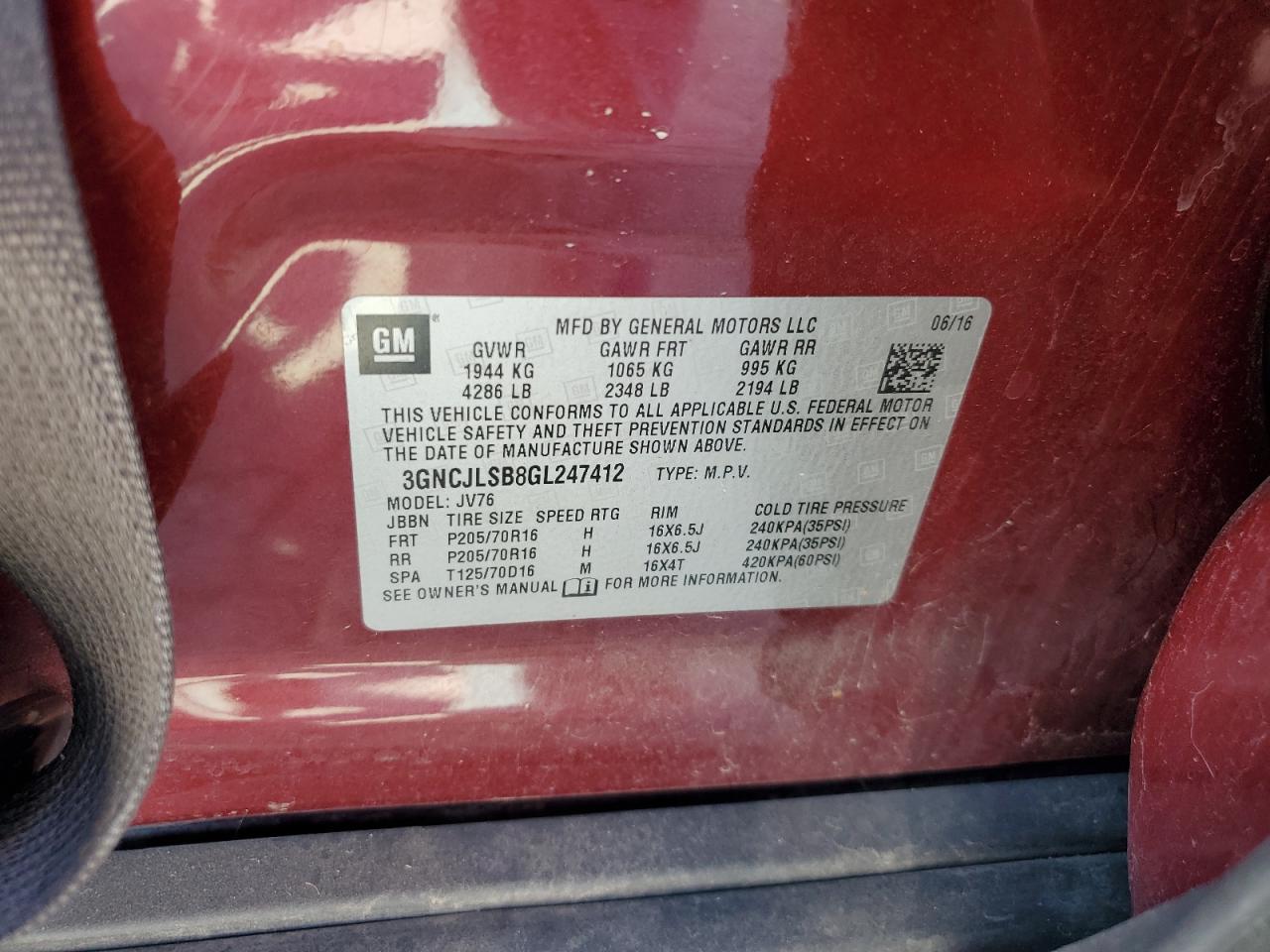 2016 CHEVROLET TRAX
