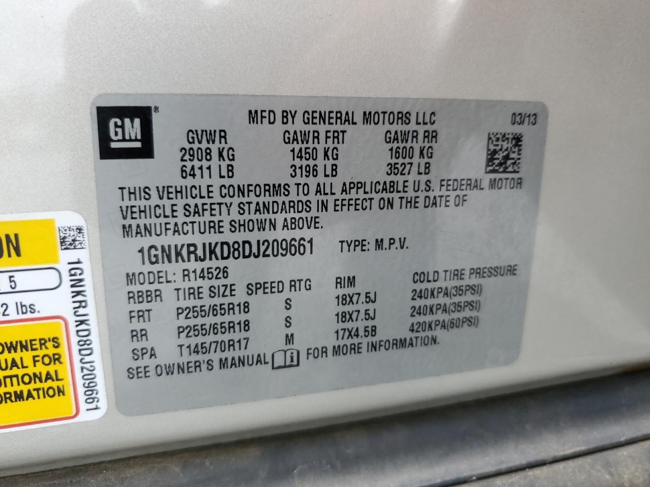 2013 CHEVROLET TRAVERSE