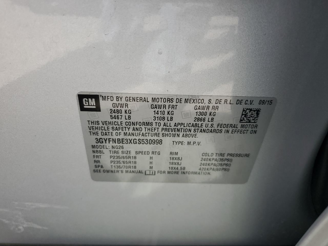 2016 CADILLAC SRX