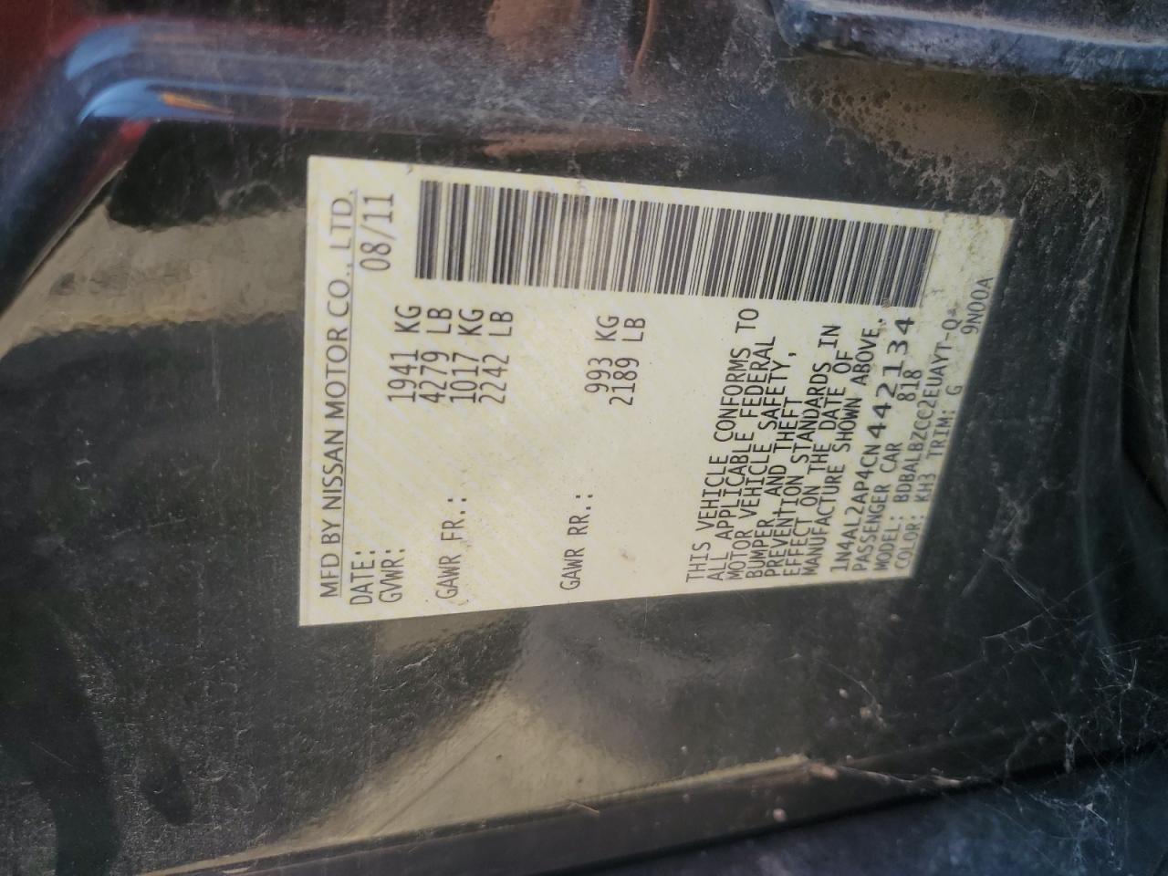 2012 NISSAN ALTIMA