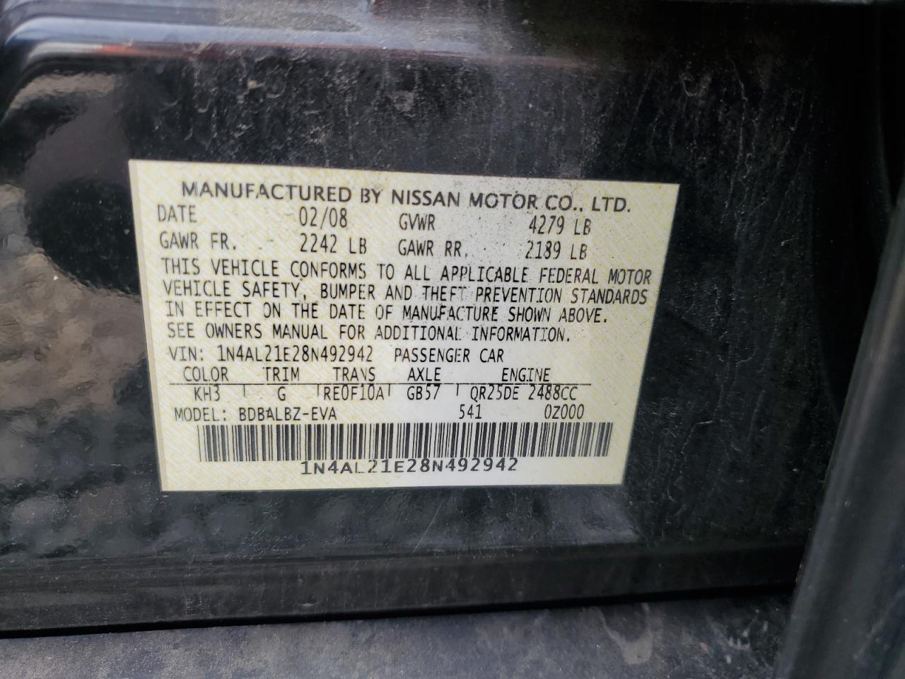2008 NISSAN ALTIMA