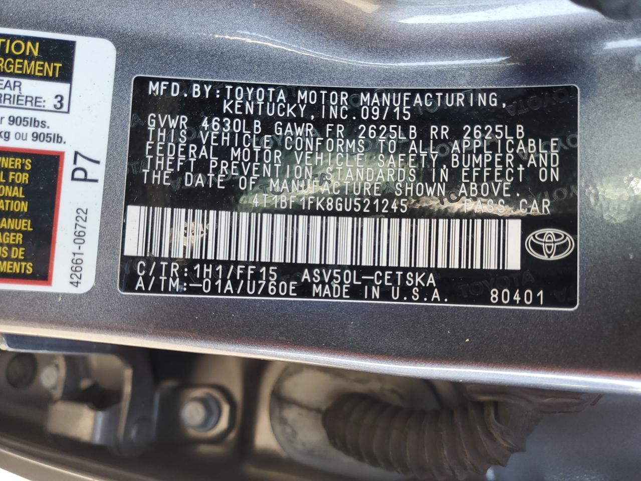 2016 TOYOTA CAMRY