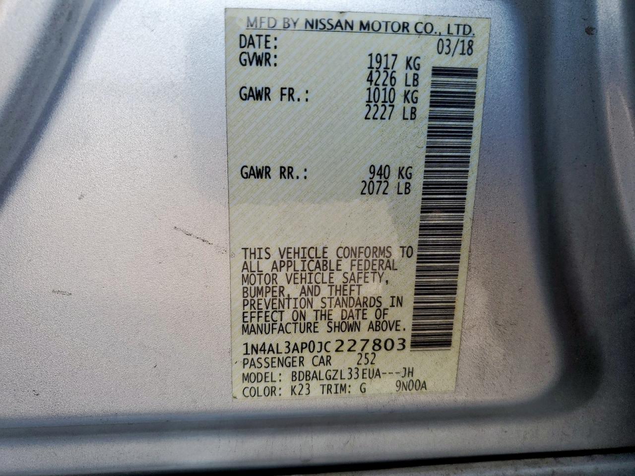 2018 NISSAN ALTIMA