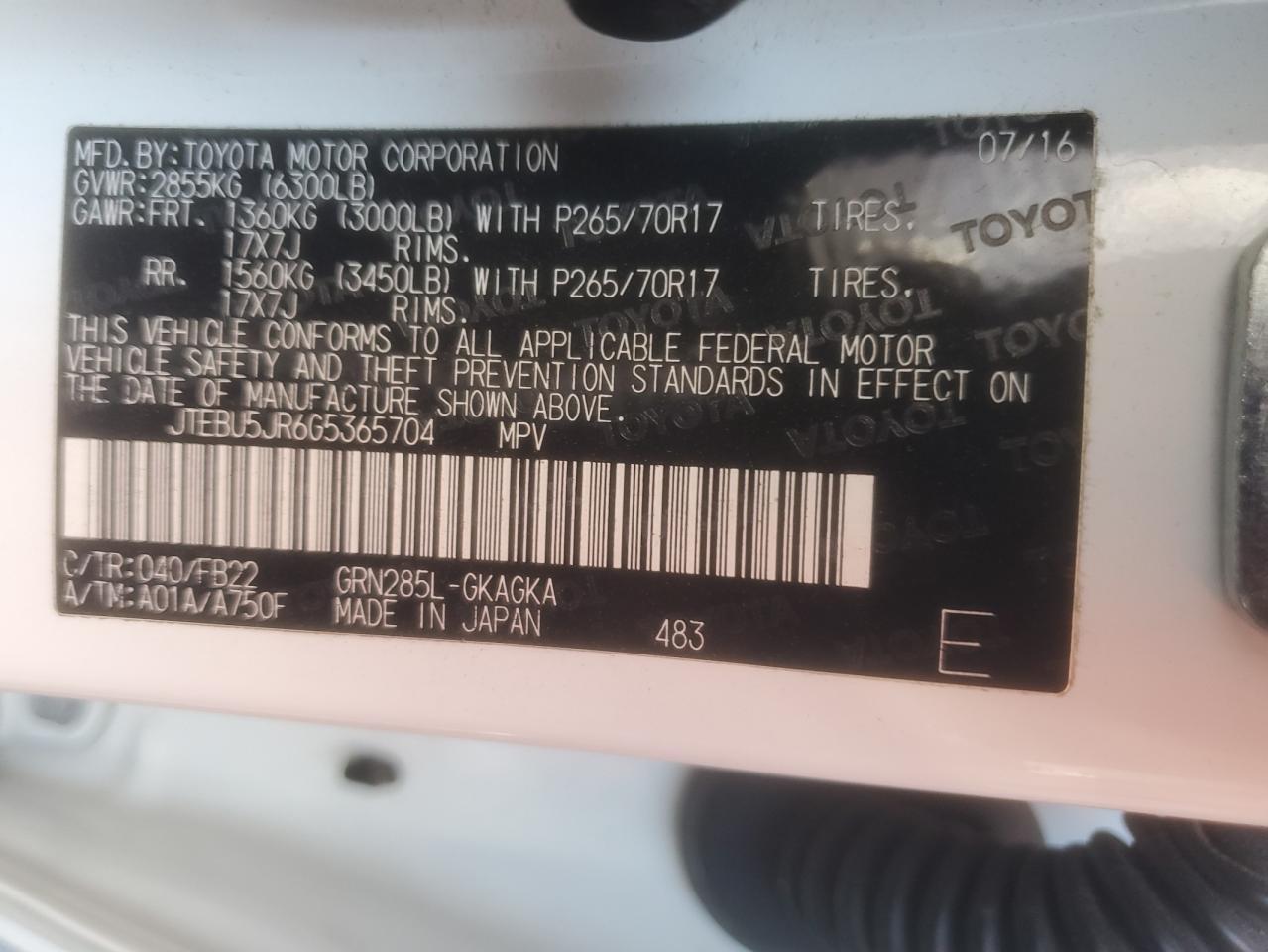 2016 TOYOTA 4Runner