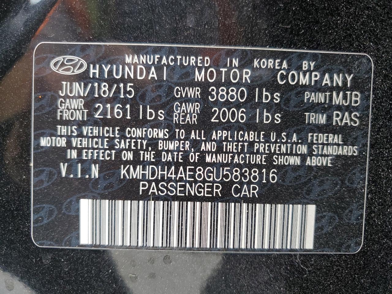 2016 HYUNDAI ELANTRA