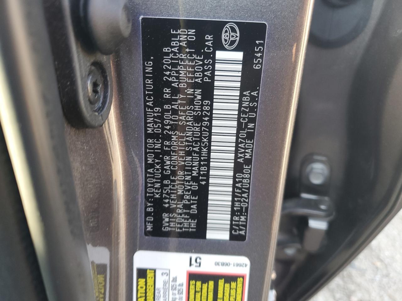 2019 TOYOTA CAMRY