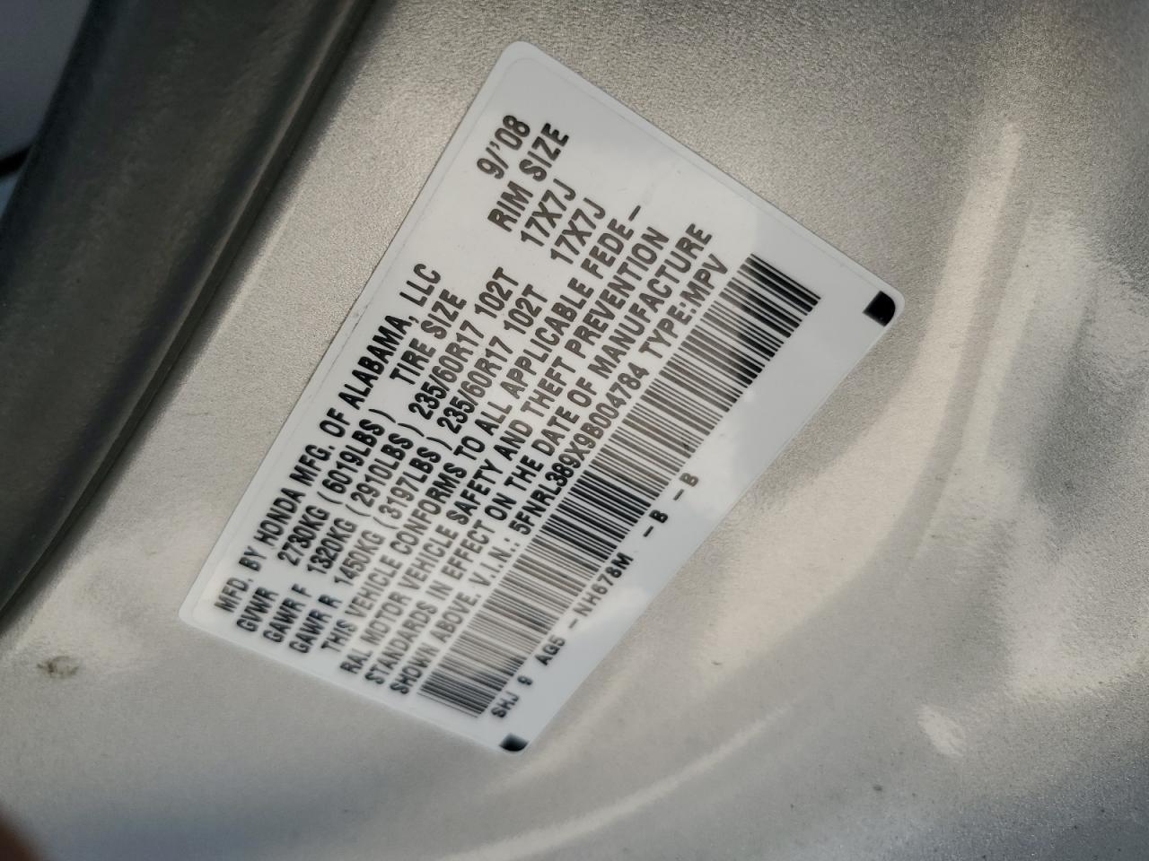 2009 HONDA ODYSSEY