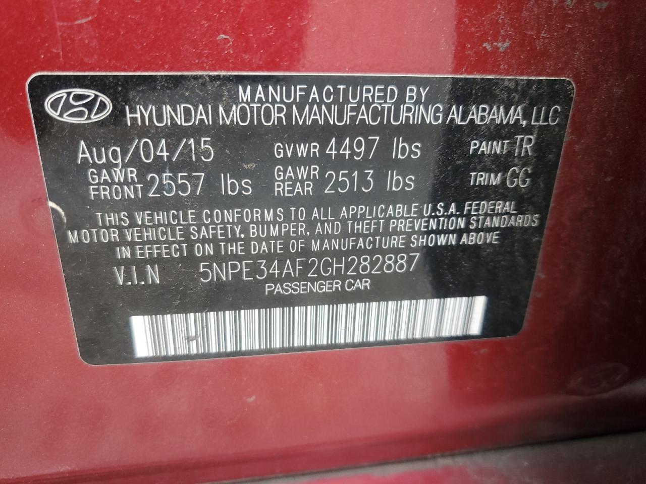 2016 HYUNDAI SONATA