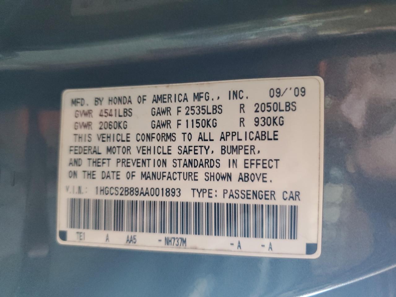 2010 HONDA ACCORD