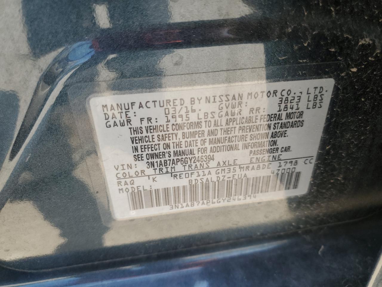 2016 NISSAN SENTRA