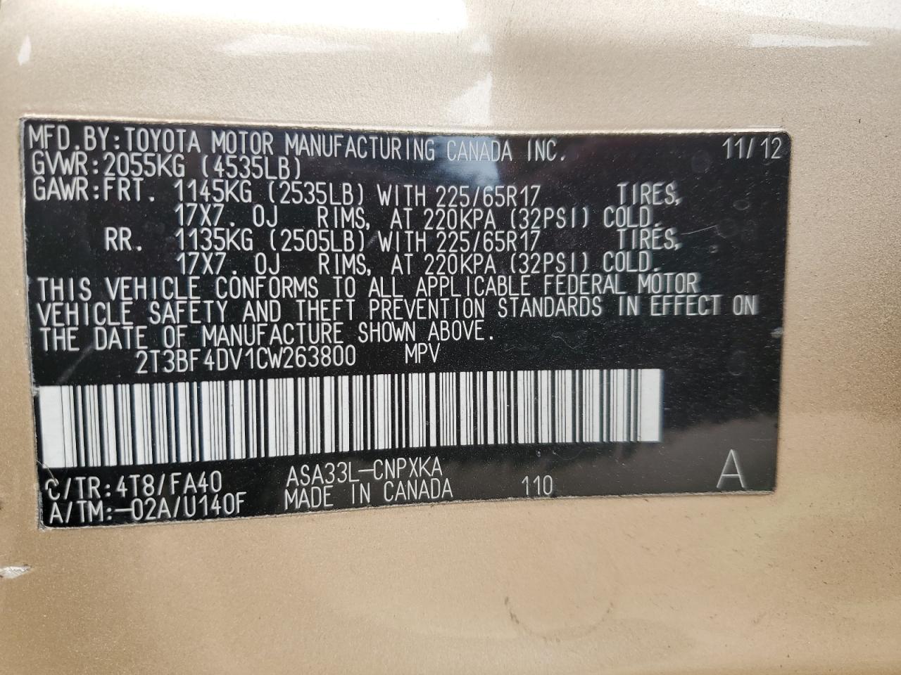2012 TOYOTA RAV4