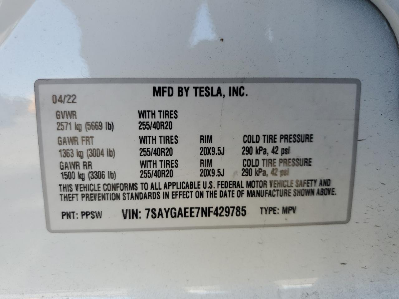 2022 TESLA MODEL Y