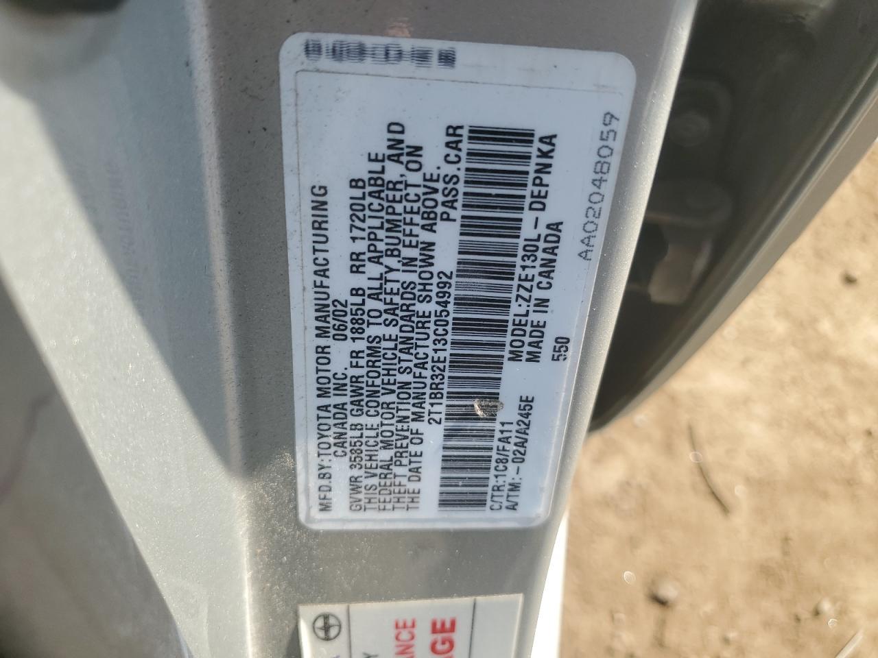 2003 TOYOTA COROLLA