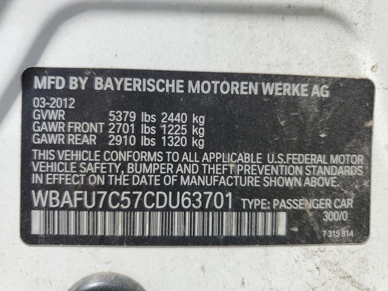 2012 BMW 5 series