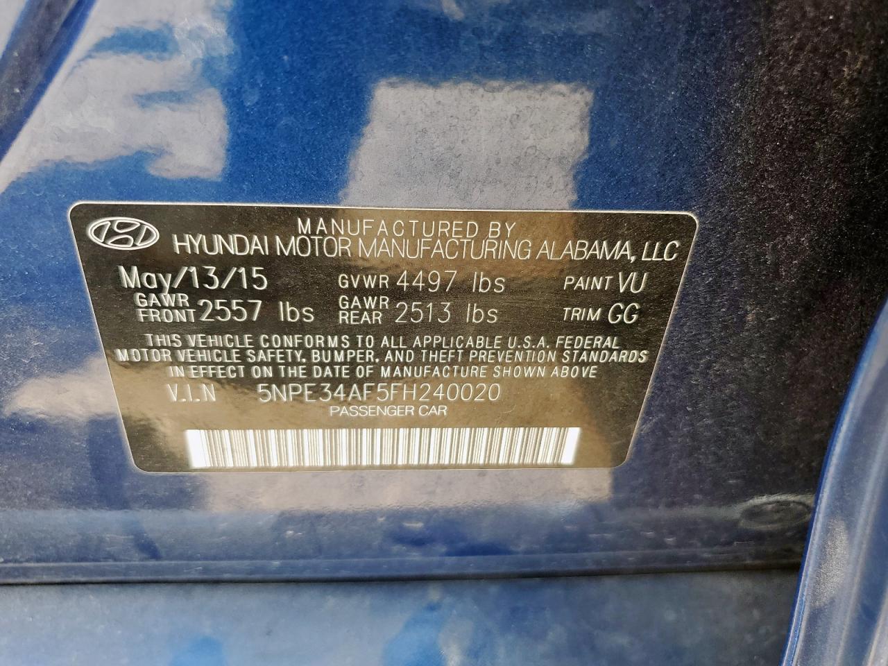 2015 HYUNDAI SONATA