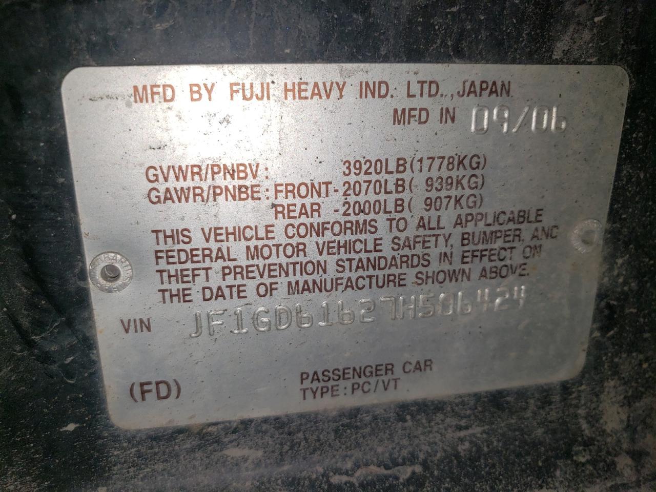 2007 SUBARU IMPREZA
