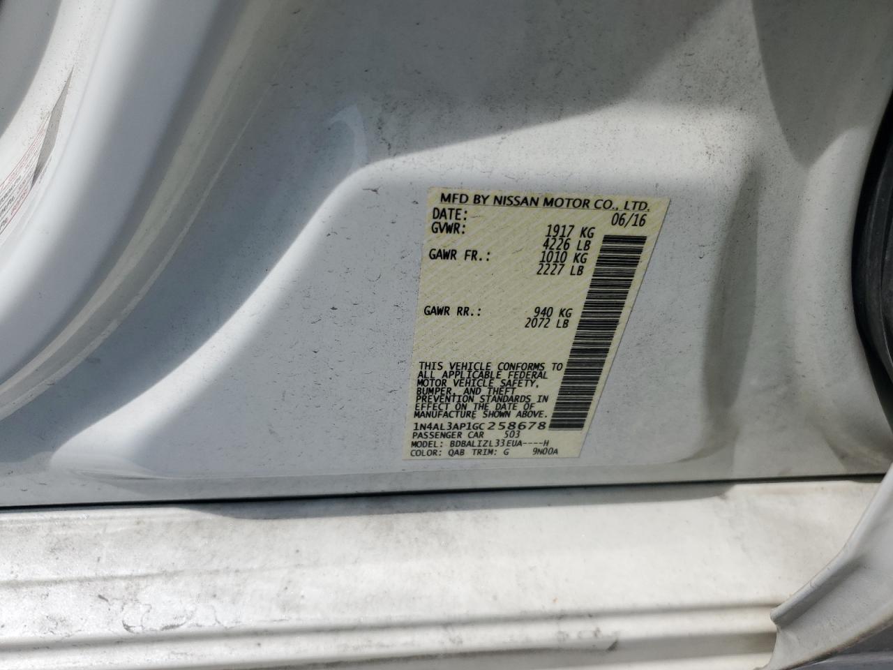 2016 NISSAN ALTIMA