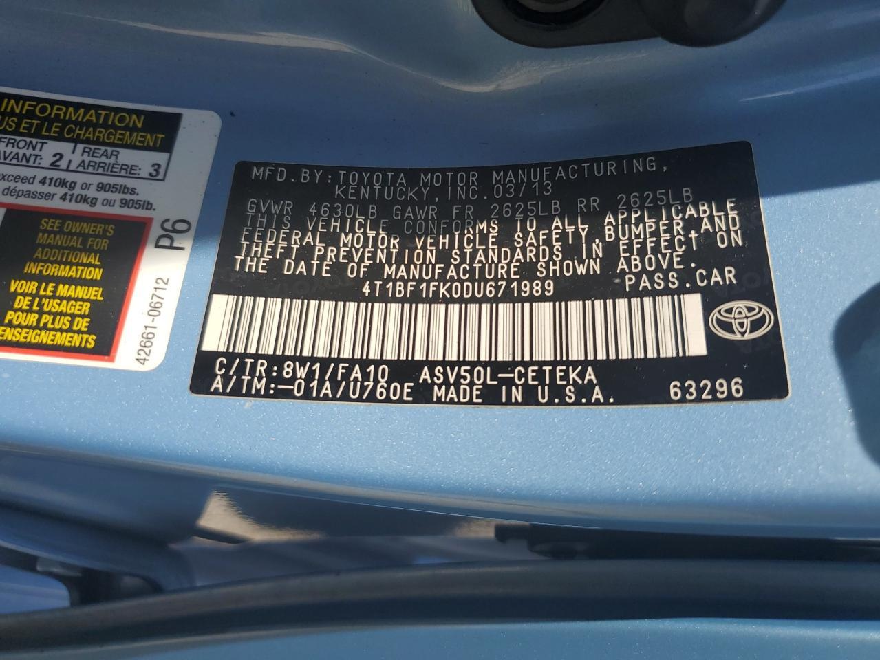 2013 TOYOTA CAMRY